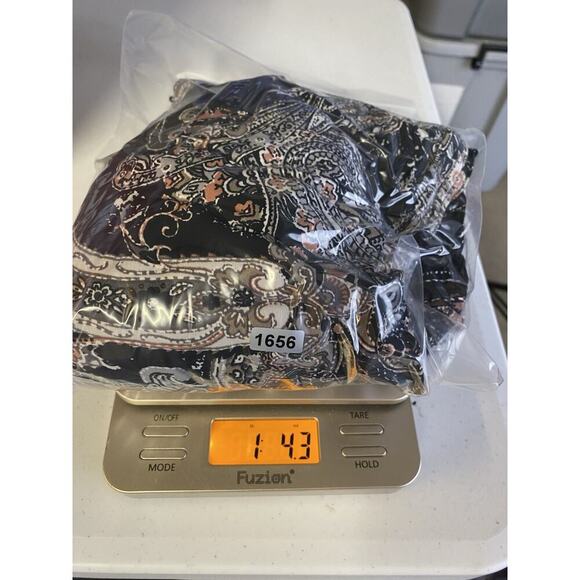 Cato Wrap Dress Size 14/16W 1X Black Paisley Print Stretch Knit Whimsigoth Boho - Picture 12 of 12